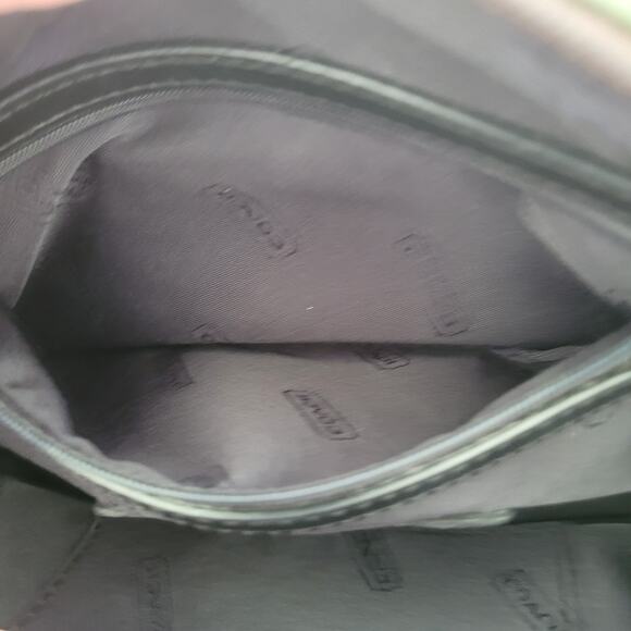 Coach Vintage Nylon Leather Trim Small Green Shoulder Bag Purse Zip Sport - Picture 5 of 14